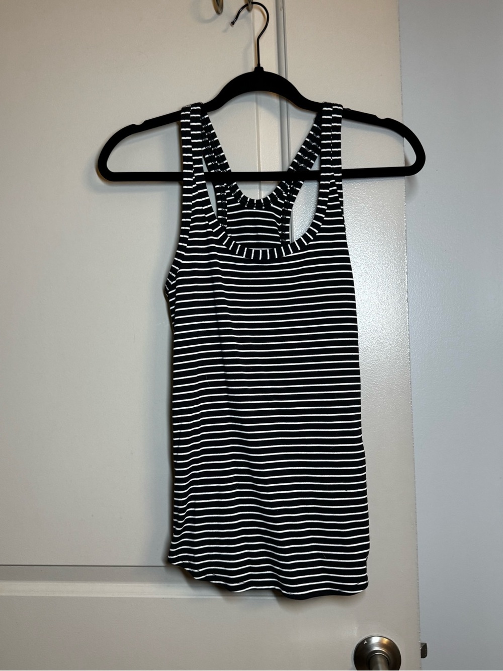 lululemon athletica Black and White Striped Racerback Tank